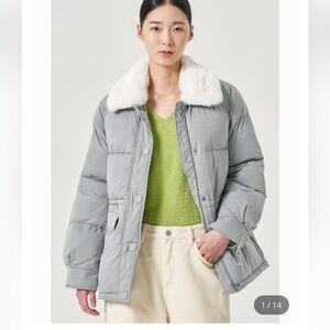 8 seconds Fur Collar Quilted Padding coat